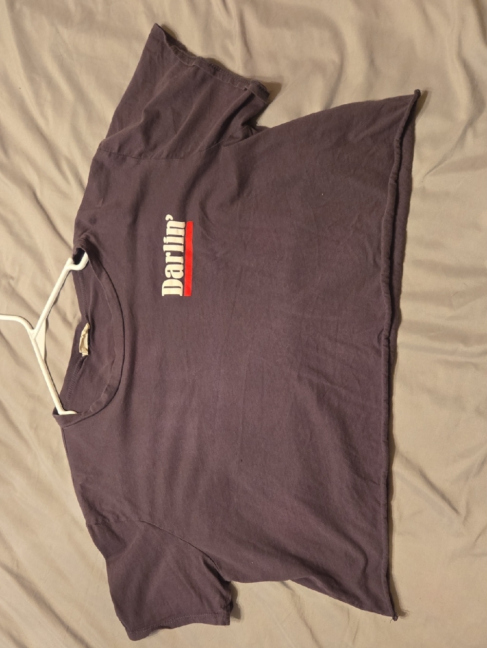 Darlin' Short-Sleeve Graphic Tee in Deep Purple with Red Accent